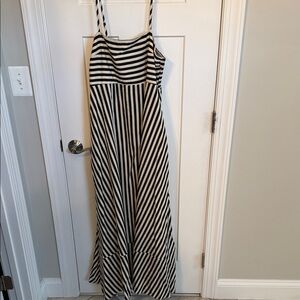 Striped Black and Cream Maxi Dress. New!